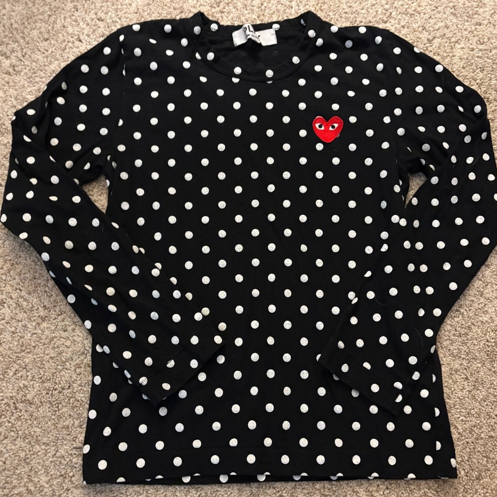 Comme des Garcons Black and White Polka Dot Long Sleeve Tee